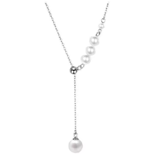 Moondew – Silver Pearl Y Lariat Necklace