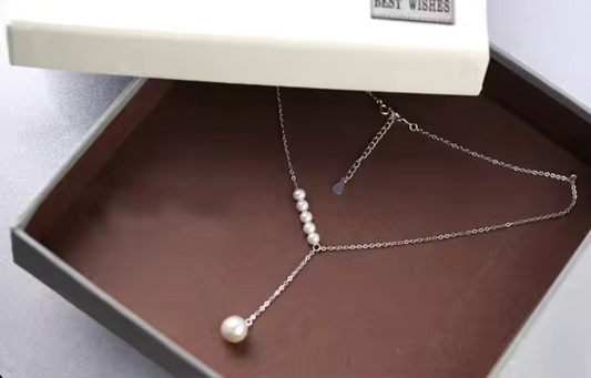 Moondew – Silver Pearl Y Lariat Necklace
