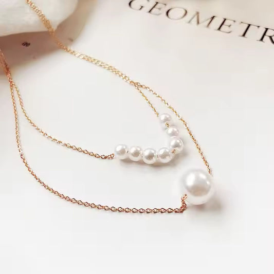 Luxe Lace – Double Layer Pearl Necklace