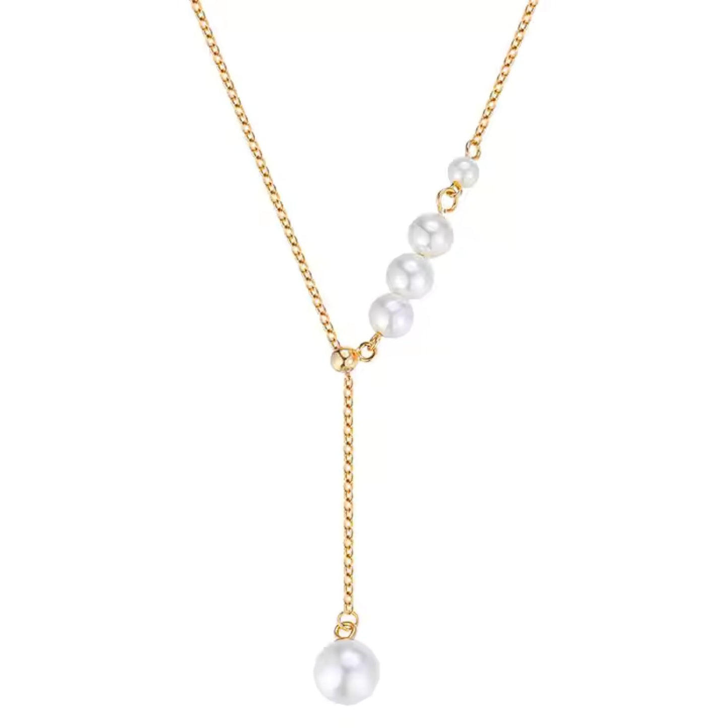 Dewdrop Y – Mother of Pearl Lariat Necklace