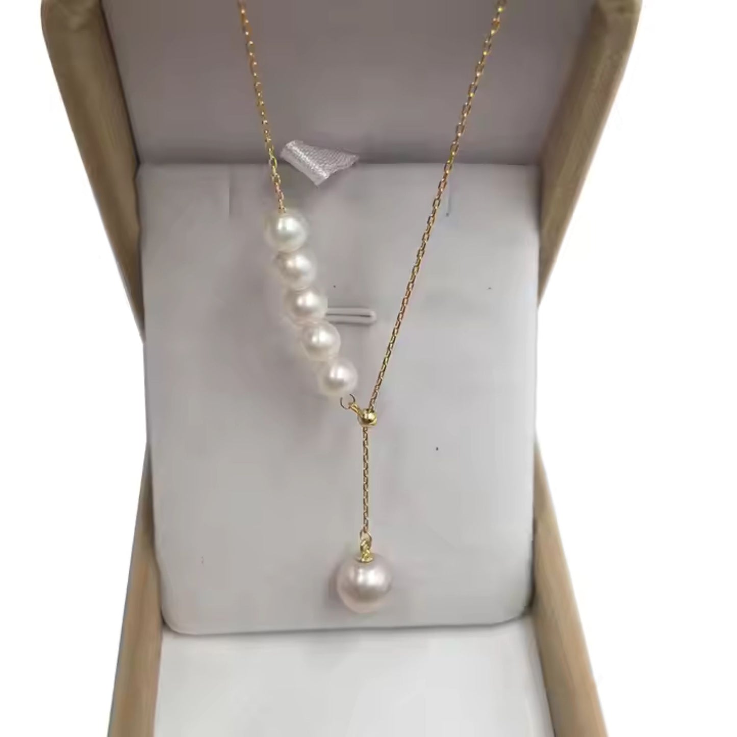 Dewdrop Y – Mother of Pearl Lariat Necklace